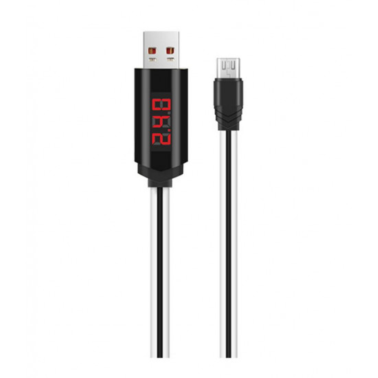 Καλώδιο σύνδεσης Hoco U29 LED Display USB σε Micro-USB Flat 2.0A Fast Charging Λευκό 1m 25397