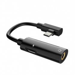 Αντάπτορας Hoco LS19 2 σε 1 USB-C σε USB-C Θηλυκό και 3.5mm Θηλυκό 1.5A Μαύρo 23973