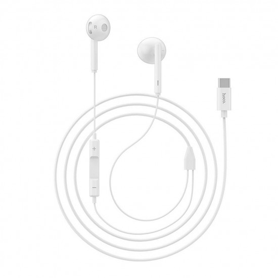 Hands Free Hoco L10 Earphones Stereo USB-C Συμβατά με Συσκευές USB-C Xiaomi Huawei Oppo Google Pixel  Άσπρο 1.2μ 24842