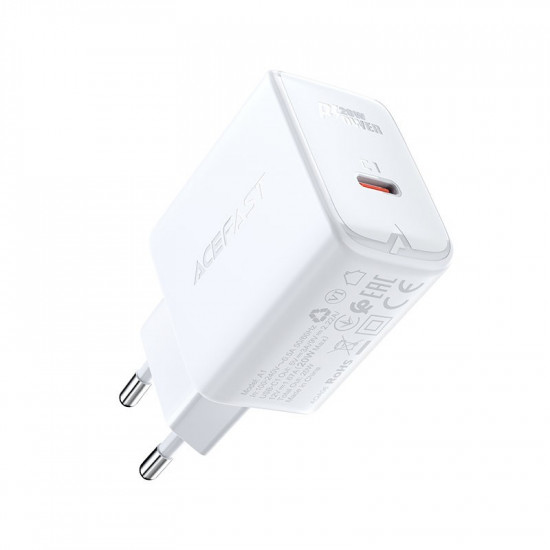 Φορτιστής Ταξιδίου Acefast A1 Fast Charging USB-C PD3.0 PD20W QC3.0 / QC2.0 5V / 2.4A Λευκός 37372