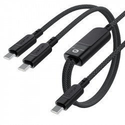 Καλώδιο Σύνδεσης Acefast C5-11 Μεταλλικό USB-C σε 2xUSB-C PD100W 20V/5A Braided Μαύρο 1.2m 45838