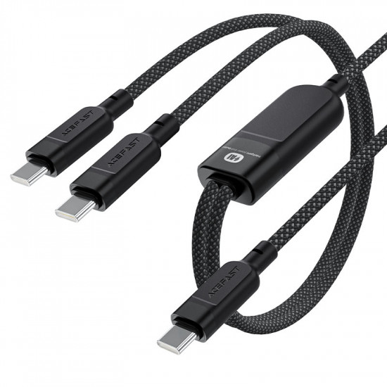 Καλώδιο Σύνδεσης Acefast C5-11 Μεταλλικό USB-C σε 2xUSB-C PD100W 20V/5A Braided Μαύρο 1.2m 45838