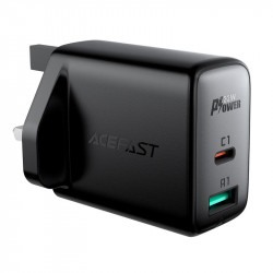Φορτιστής Ταξιδίου Acefast A8 Fast Charging USB-C PD32W USB-A Μαύρος με UK Plug 39901