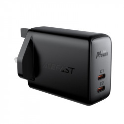 Φορτιστής Ταξιδίου Acefast A12 Fast Charging 2xUSB-C PD40W Μαύρος με UK Plug 39906