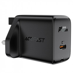 Φορτιστής Ταξιδίου Acefast A24 Fast Charging USB-C PD30W GaN Μαύρος με UK Plug 39898