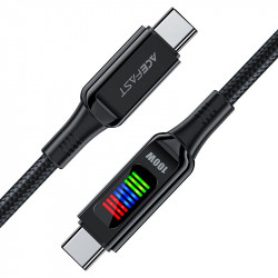 Καλώδιο Σύνδεσης Acefast C7-03  Μεταλλικό USB-C  σε USB-C 100W 20V/5A με Ενδειξη Τάσης  Braided Μαύρο 1.2m. 45827