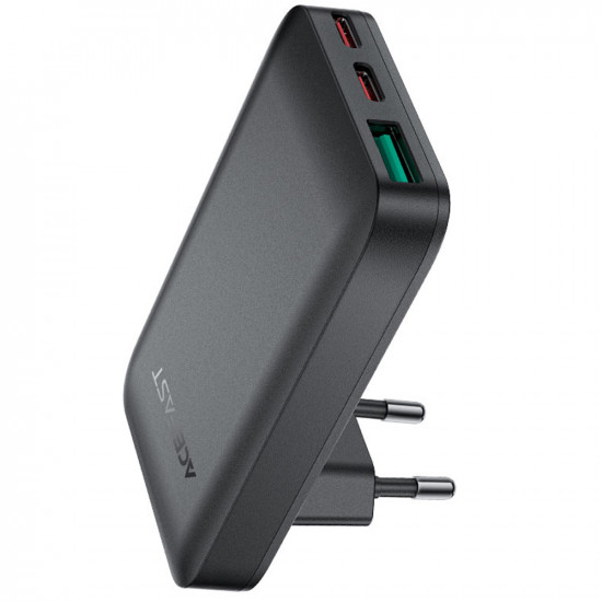 Φορτιστής Ταξιδίου Acefast A100 Fast Charging Ultra Thin Γωνιακός με 2xUSB-C 1xUSB-A PD65W QC3.0 GaN Μαύρος 47059