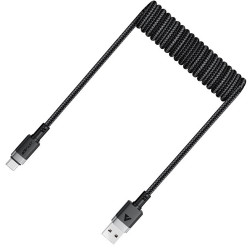 Καλώδιο Σύνδεσης Acefast C14-04 USB-A σε USB-C 3A Fast Charge USB2.0 Spring Braided Μαύρο 1.2m. 47049