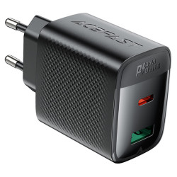 Φορτιστής Ταξιδίου Acefast A106 Fast Charging με 1xUSB-C + 1xUSB-A PD45W GaN Μαύρος 47751
