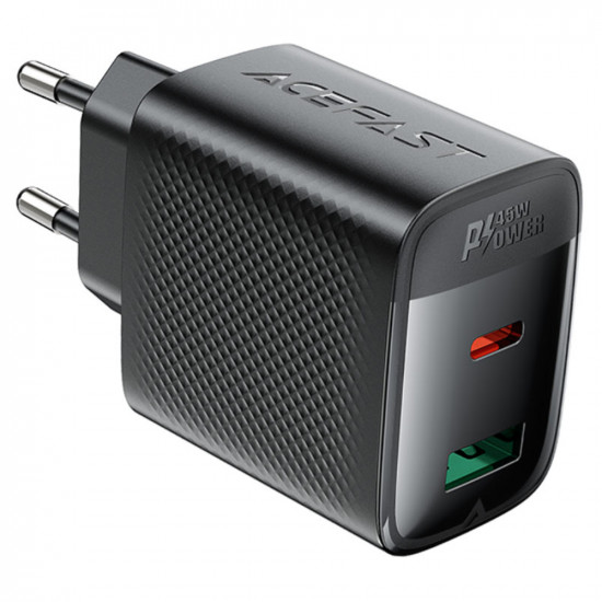 Φορτιστής Ταξιδίου Acefast A106 Fast Charging με 1xUSB-C + 1xUSB-A PD45W GaN Μαύρος 47751