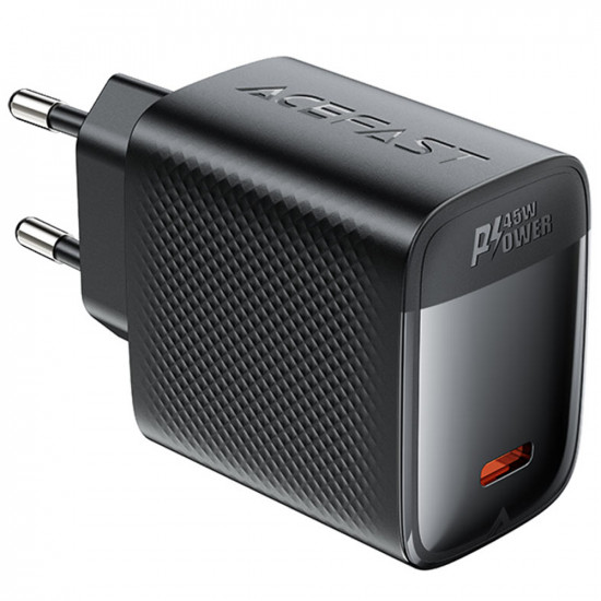 Φορτιστής Ταξιδίου Acefast A112 Fast Charging USB-C PD45W QC3.0 GaN Μαύρος 47053