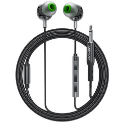 Hands Free Acefast L4 Earphones Stereo 3.5mm Braided 1.2m Μαύρα με HD Μικρόφωνο και Πλήκτρο Λειτουργίας 46976