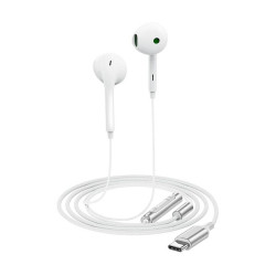 Hands Free Acefast L7 Earphones Stereo USB-C με Μικρόφωνο Braided Λευκό 1.2m. Συμβατά με Όλες τις Συσκευές USB-C. 47757