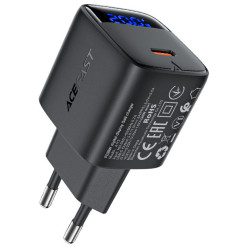 Φορτιστής Ταξιδίου Acefast A113 Fast Charging USB-C PD20W GaN με Digital Ένδειξη Φόρτισης Μαύρος 47770