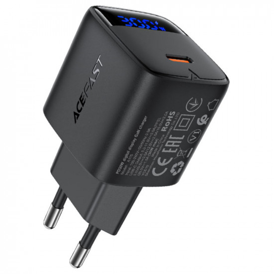 Φορτιστής Ταξιδίου Acefast A115 Fast Charging USB-C PD30W 3.0A GaN με LED Ένδειξη Φόρτισης Μαύρος 47766