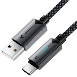 Καλώδιο Acefast C19-04 Μεταλλικό USB-A σε USB-C 3.0A Γρήγορη Φόρτιση USB2.0 με Ένδειξη Φόρτισης Braided Μαύρο 1.2m 47758