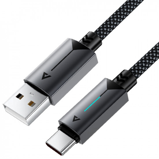 Καλώδιο Acefast C19-04 Μεταλλικό USB-A σε USB-C 3.0A Γρήγορη Φόρτιση USB2.0 με Ένδειξη Φόρτισης Braided Μαύρο 1.2m 47758