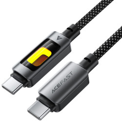 Καλώδιο Acefast C21-03 USB-C σε USB-C 60W 3A Fast Charge USB2.0 με LED Φωτισμό Braided Μαύρο 1.2m 47762