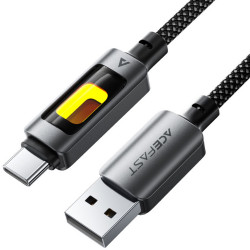 Καλώδιο Acefast C21-04 USB-A σε USB-C 3A Fast Charge USB2.0 με LED Φωτισμό Braided Μαύρο 1.2m 47763