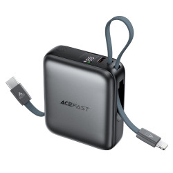 Power Bank Acefast M23 Mini 10000mAh PD22.5W Fast Charging με Ενσωματωμένα Καλώδια 1xUSB-C και 1xLightning και 1xUSB-C Θύρα Μαύρο 49178