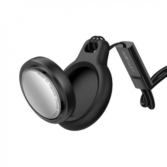 Acefast Tag S1 Anti-Lost Tracker Μόνο για iOS Συμβατό με Apple Find My Network με Προστατευτική Θήκη και Υποδοχή για Λουράκι Μαύρο 49371