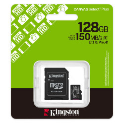 Κάρτα Μνήμης Kingston Canvas Select Plus+ MicroSDXC 128GB Class 10 με SD Adapter έως 150MB/s SDCS3/128GB 48248