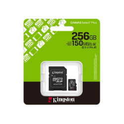 Κάρτα Μνήμης Kingston Canvas Select Plus+ MicroSDXC 256GB Class 10 με SD Adapter έως 150MB/s SDCS3/256GB 47962