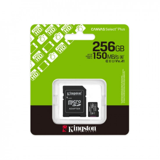 Κάρτα Μνήμης Kingston Canvas Select Plus+ MicroSDXC 256GB Class 10 με SD Adapter έως 150MB/s SDCS3/256GB 47962