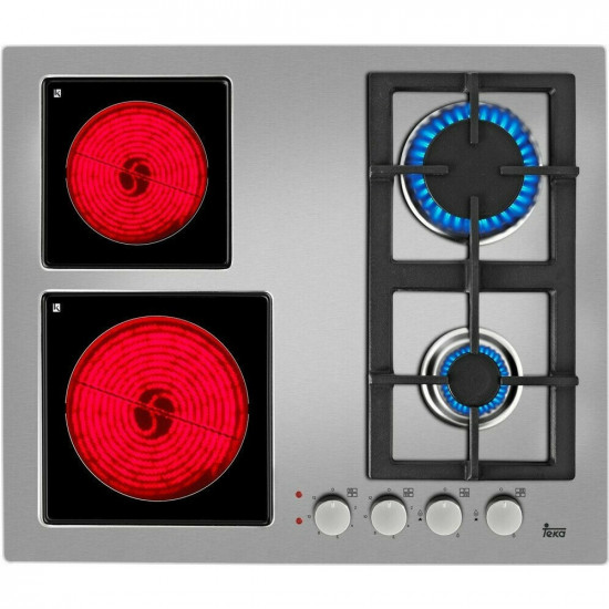 Εντοιχιζόμενη Ανοξείδωτη & Ηλεκτρική Εστία Γκαζιού TEKA Αυτόνομη 2 & 2 Ζώνες 60cm EFX 60.1 2G 2H AI AL BTN Ασημί 112610036 44868