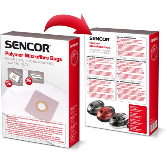 Ανταλλακτικές Σακούλες Sencor SVCX 1052 για Ηλεκτρική Σκούπα Sencor SVC 660/670 5τμχ + 1 φίλτρo 41832