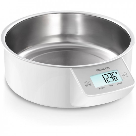 Ψηφιακή Ζυγαριά Κουζίνας 5Kg με Κάδο 1lt Sencor SKS 4030WH LCD Οθόνη και Λειτουργία Αφής Λευκή 41879