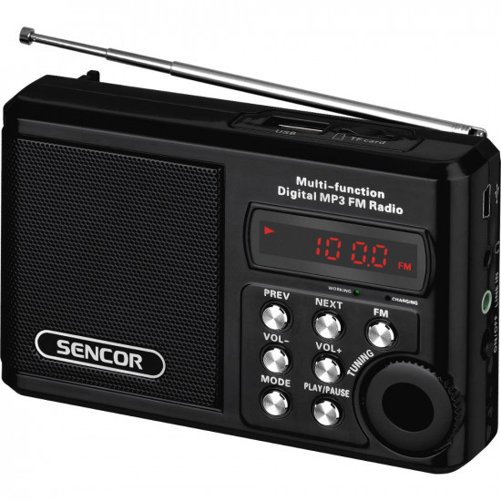 Φορητό Ραδιόφωνο FM/ZW/SW με USB, Micro SD, MP3, 3,5mm 2W Sencor SRD 215 B Μαύρο 41438