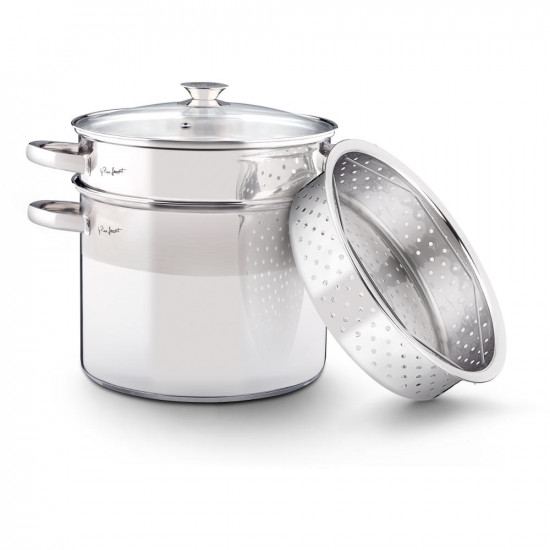 Κατσαρόλα Ζυμαρικών PASTA με Σουρωτήρι & Καλάθι Ατμού 22cm 6lt Stainless Steel Lamart LT1067 42977