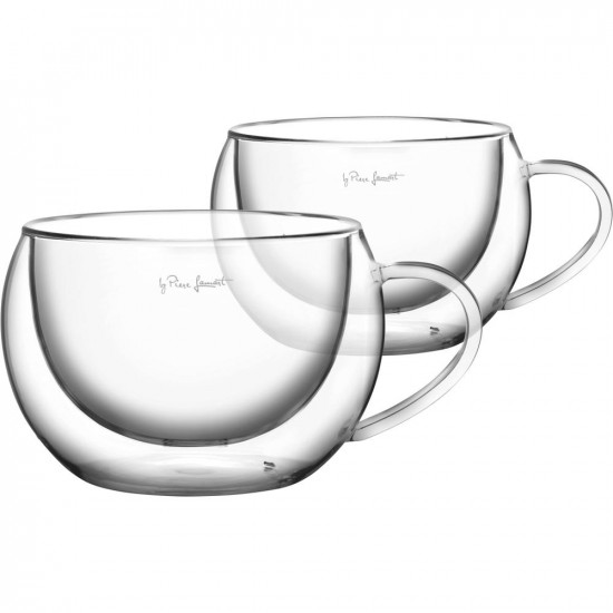 Σετ Φλιτζάνια Cappuccino Γυάλινα με Χερούλι THERMO Double Wall 270ml VASO Lamart LT9012 Διάφανο Τεμ. 2 43050