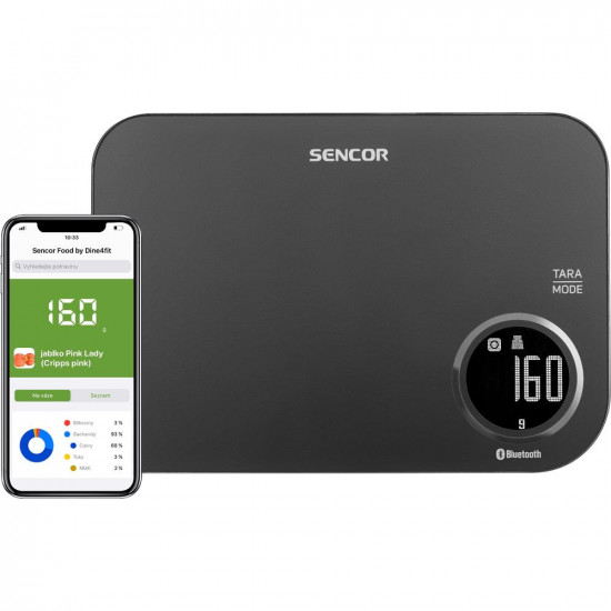 Ζυγαριά Κουζίνας 5kg Sencor SKS 7078BK LCD Οθόνη με Bluetooth και Εφαρμογή Κινητού Μαύρη 42260