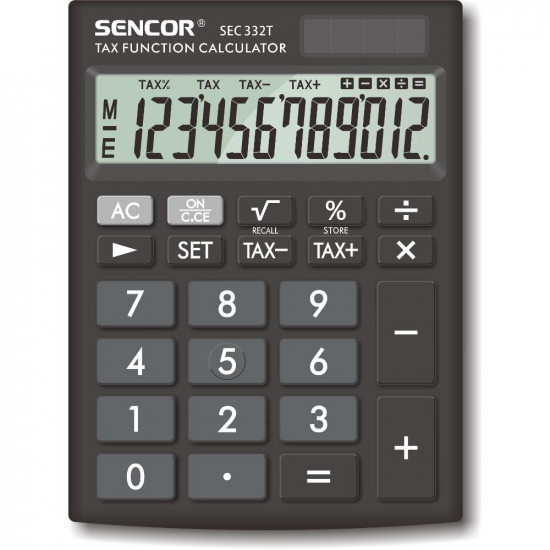 Αριθμομηχανή Dual 12 ψηφίων LCD Display Sencor SEC 332 T Μαύρο 43395