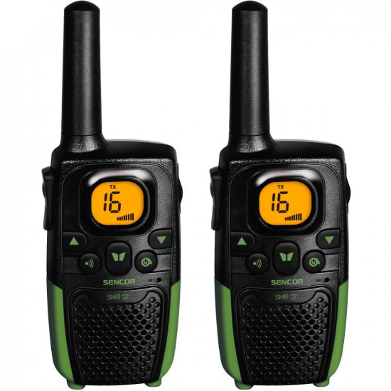 Walkie Talkie Σετ 2τεμ. με Yποδοχή Hands Free 2.5mm Εύρος Κάλυψης 7 km 3ΑΑΑ Sencor SMR 131 Μαύρο/Πράσινο 41351