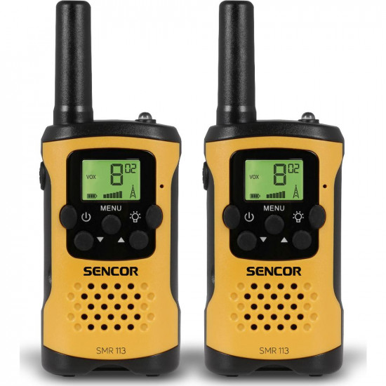 Walkie Talkie Sencor SMR 113 Mini Size Σετ 2τεμ. με Yποδοχή Hands Free 2.5mm Εύρος Κάλυψης 5 km 3ΑΑΑ  Μαύρο/Κίτρινο 41356