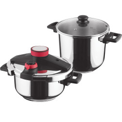 Σετ Χύτρα Ταχύτητας STEAM Set Quattro 4lt & 7lt Lamart LT1230 Ασημί/Κόκκινο 43323