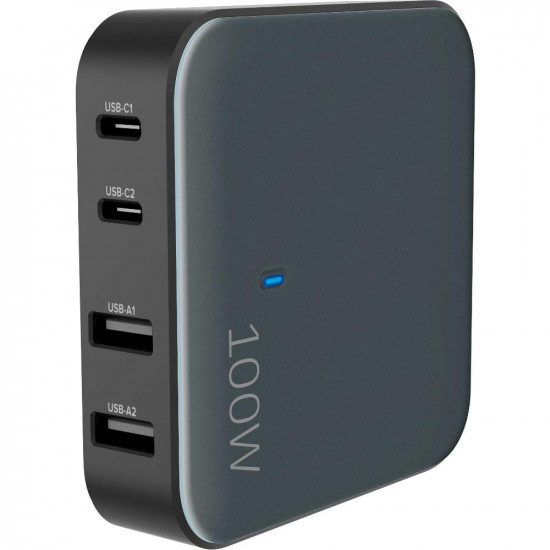 Επιτραπέζιος Φορτιστής Yenkee YAC 4100 με 4 Εξόδους Φόρτισης 2xUSB-C και 2xUSB-A PD QC 100W Μαύρος 47180