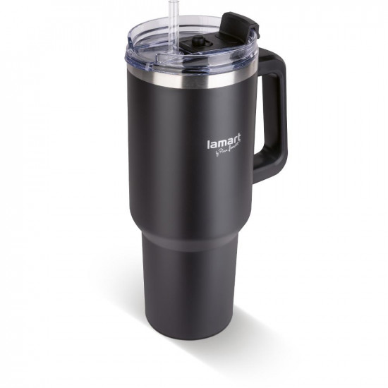 Ποτήρι Θερμός από Ανοξείδωτο & Πλαστικό 900ml HUGE Lamart LT4091 Μαύρο 49677