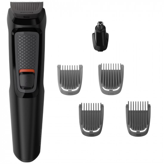 Trimmer Επαναφορτιζόμενο Philips MG3710/15 Multigroom Series 3000 6 σε 1 για Πρόσωπο με Εξάρτημα για τη Μύτη και 4 Κεφαλές Διαφορετικού Μήκους Μαύρο 50970