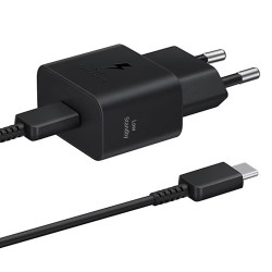 Φορτιστής Ταξιδίου Samsung Super Fast Charging EPT2510XBEGEU 25W USB-C Μαύρος + Καλώδιο USB-C σε USB-C Μαύρο 46842