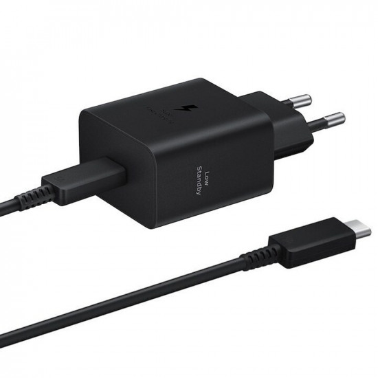 Φορτιστής Ταξιδίου Samsung Super Fast Charging T4511XBE 45W USB-C και Καλώδιο USB-C σε USB-C Μαύρο 1.8m 47115