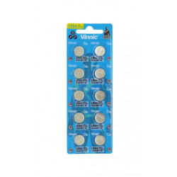 Buttoncell Vinnic G10 / AG10 / 189 / LR1130 / LR1131 / LR54  Τεμ. 10 με Διάτρητη Συσκευασία 27215