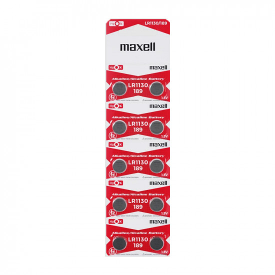 Buttoncell Maxell LR1130 AG10 LR54 389 390 Τεμ. 10 με Διάτρητη Συσκευασία 51515