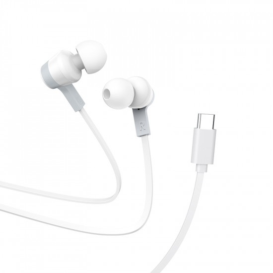 Hands Free Hoco M86 Oceanic Universal Earphones Deep Bass Stereo USB-C Συμβατά με Όλες τις Συσκευές USB-C Λευκό 1.2m 45166