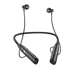 Bluetooth Hands Free Hoco DM37 Sky Neckband Magnetic v5.3 380mAh 40 Ώρες Αναπαραγωγής και LED Ένδειξη Μπαταρίας Μαύρα 51445