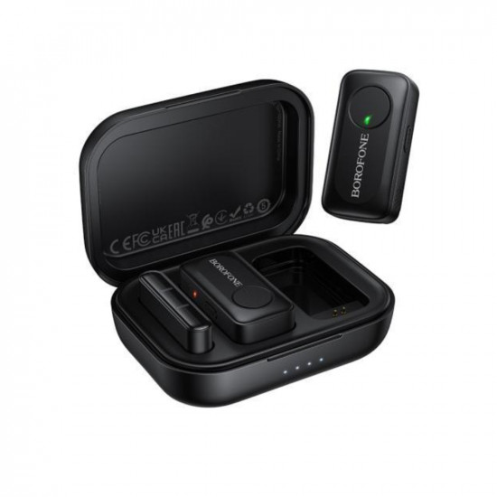 Σετ 2 Μικρόφωνα Πέτου Lavalier Borofone BFK17 ENC USB-C με Ακτίνα Λειτουργίας 15m Μαύρα 51391