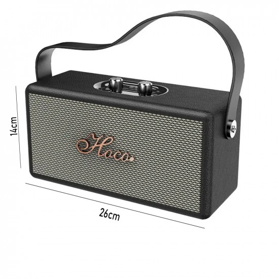 Φορητό Ηχείο Hoco DS61 Rhyme Retro Leather 14W BT V5.3 SD CARD AUX USB 2400mAh Black 51364